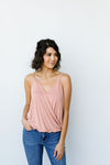 Charlize Surplice Tank In Blush - On Hand-1XL, 2XL, 3XL, 8-13-2020, BFCM2020, Group A, Group B, Group C, Group D, Group T, Large, Made in the USA, Medium, On hand, Plus, Small, Tops-Small-Womens Artisan USA American Made Clothing Accessories