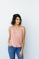 Charlize Surplice Tank In Blush - On Hand-1XL, 2XL, 3XL, 8-13-2020, BFCM2020, Group A, Group B, Group C, Group D, Group T, Large, Made in the USA, Medium, On hand, Plus, Small, Tops-Small-Womens Artisan USA American Made Clothing Accessories