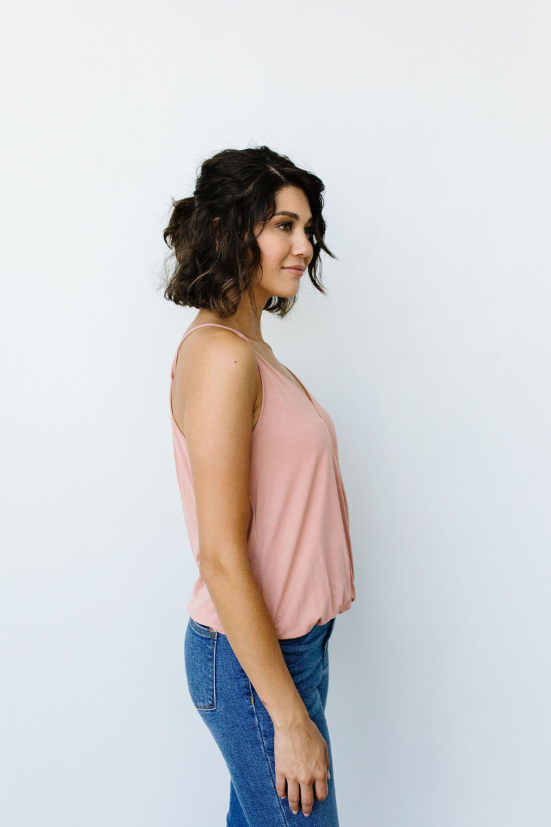 Charlize Surplice Tank In Blush - On Hand-1XL, 2XL, 3XL, 8-13-2020, BFCM2020, Group A, Group B, Group C, Group D, Group T, Large, Made in the USA, Medium, On hand, Plus, Small, Tops-Small-Womens Artisan USA American Made Clothing Accessories