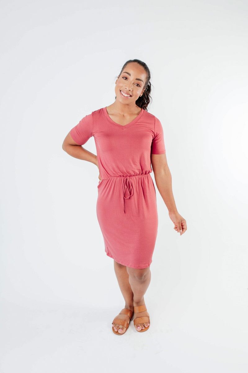 Cute Comfort Dress In Terracotta-1XL, 2XL, 3XL, 5-18-2021, 8-13-2020, Dresses, Group A, Group B, Group C, Group D, Group T, Group V, Group Y, Large, Made in the USA, Medium, Plus, Reshoots, SiteWide21, Small, XL, XS-Womens Artisan USA American Made Clothing Accessories