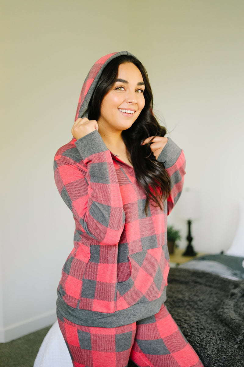 Faded Plaid Hoodie - On Hand-Buffalo Plaid, Christmas, Christmas pjs, Made in the USA, Plaid-Womens Artisan USA American Made Clothing Accessories