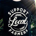Support Local Farmers Crew Tee Black-Made in the USA-Womens Artisan USA American Made Clothing Accessories
