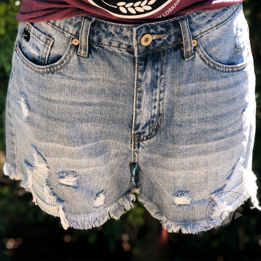 KanCan High Waist Denim Shorts-Bottoms, Denim, Sale, Shorts-Womens Artisan USA American Made Clothing Accessories