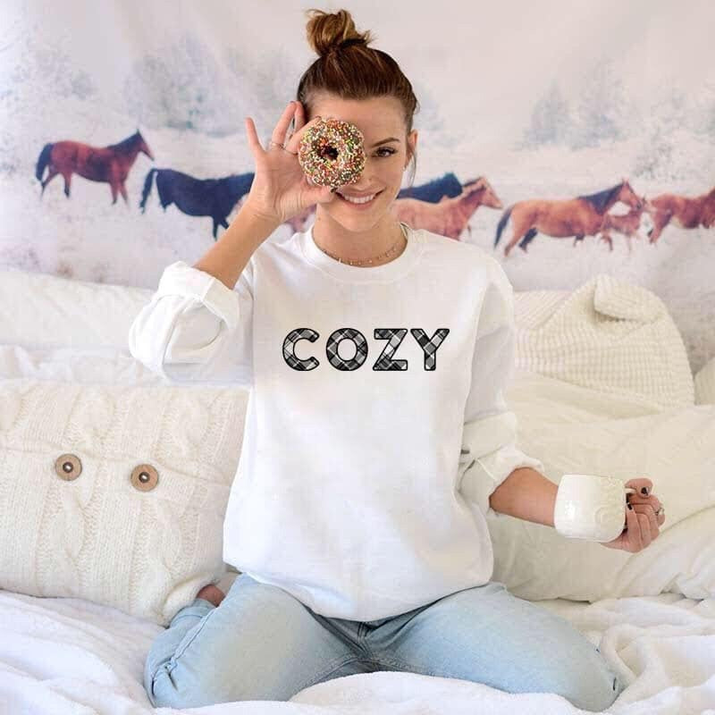 Cozy Sweatshirt || White-Cozy, EOY2020, Made in the USA, On hand, Sale, Small, Sweatshirt-Womens Artisan USA American Made Clothing Accessories