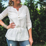 White Peplum Top--Womens Artisan USA American Made Clothing Accessories