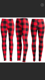 Buffalo Plaid Leggings-Bottoms, Leggings, Loungewear, Made in the USA-Womens Artisan USA American Made Clothing Accessories