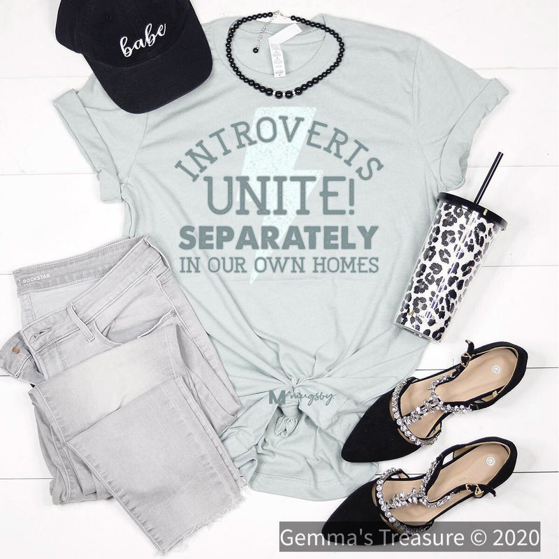 Introverts Unite-Graphic Tees, Made in the USA, Tops-Womens Artisan USA American Made Clothing Accessories