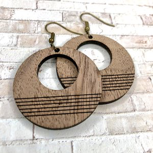 Wood Disk Earrings -accessories, earrings, jewelry, Made in the USA-Womens Artisan USA American Made Clothing Accessories