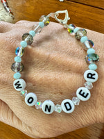 Keiki size Letters, Gems, and Swarovski bracelet