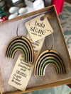 Rainbow Wood Ombré Earrings - White Wood-Jewelry, Made in the USA-Womens Artisan USA American Made Clothing Accessories