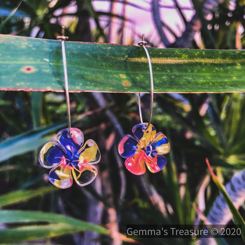 Plumeria Multi Color Earrings - Made in Hawaii-Hawaii-Womens Artisan USA American Made Clothing Accessories