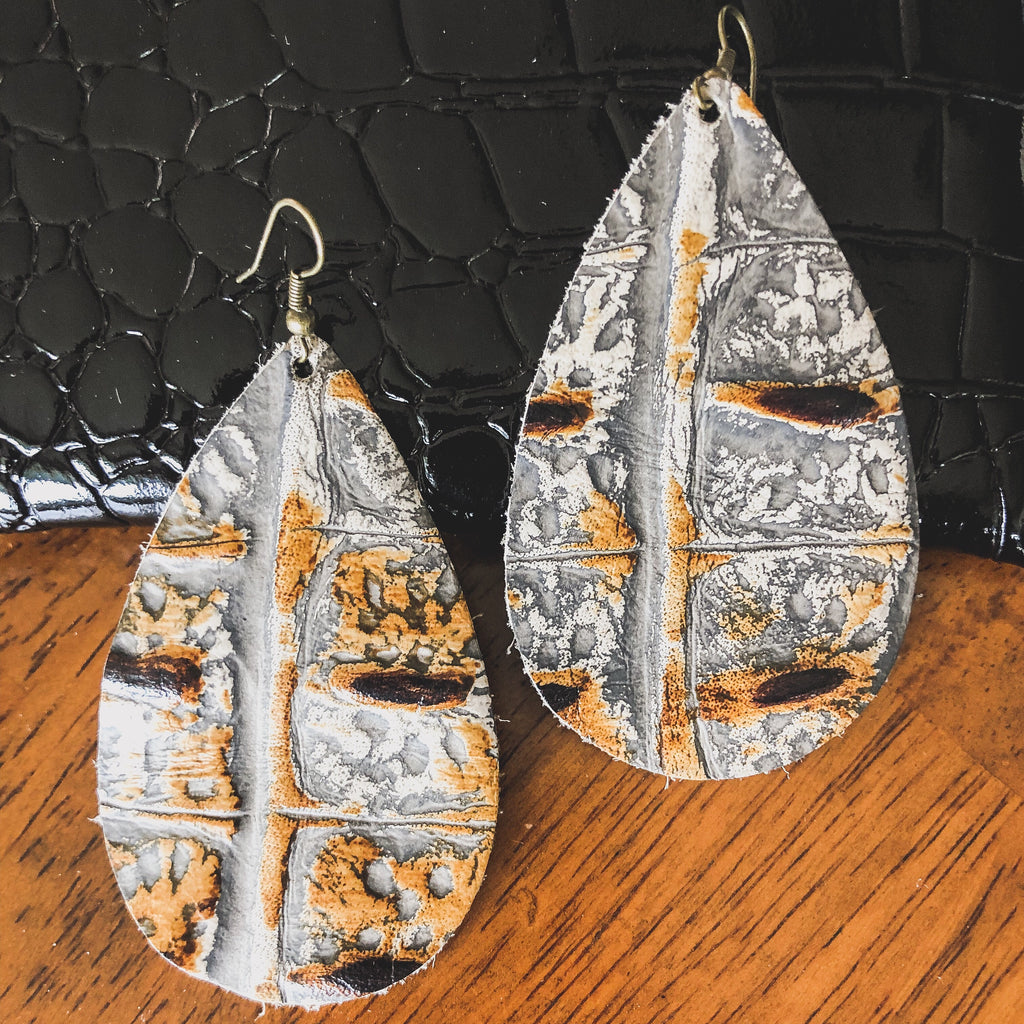Alligator Printed Leather Earrings-accessories, earrings, jewelry-Womens Artisan USA American Made Clothing Accessories