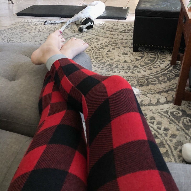 Red Buffalo Plaid Joggers-Bottoms, Buffalo plaid, christmas, holiday, joggers, Made in the USA, On hand, plaid-Womens Artisan USA American Made Clothing Accessories