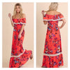 Bright Melon Off Shoulder Maxi-Dresses, Sale-Womens Artisan USA American Made Clothing Accessories