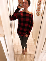 Red and Black Buffalo Plaid-Made in the USA-L/XL-Womens Artisan USA American Made Clothing Accessories