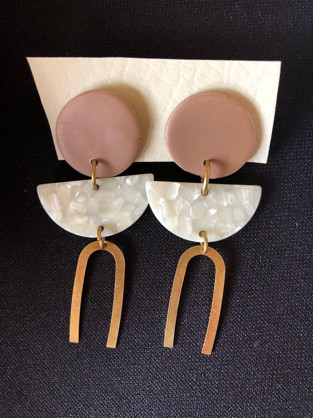 Clay Resin Brass Earrings-accessories, earrings, jewelry, Made in the USA-Womens Artisan USA American Made Clothing Accessories