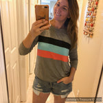 Jersey Striped Top with Thumbholes--Womens Artisan USA American Made Clothing Accessories