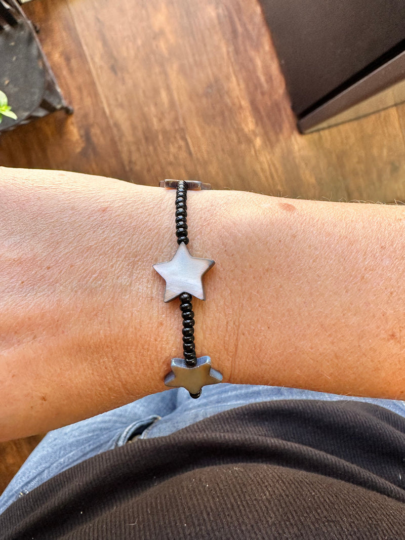 Reach for the Stars Abalone & Black Beads Bracelet