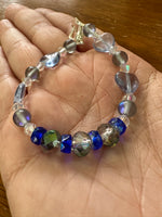 Keiki size Hearts of Blue Gems and Swarovski Bracelet