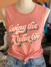 Living The Aloha Life - Hawaii-Aloha, casual attire, Hawaii, Retro, Summer, Tank Top, Vintage, Women's-Womens Artisan USA American Made Clothing Accessories