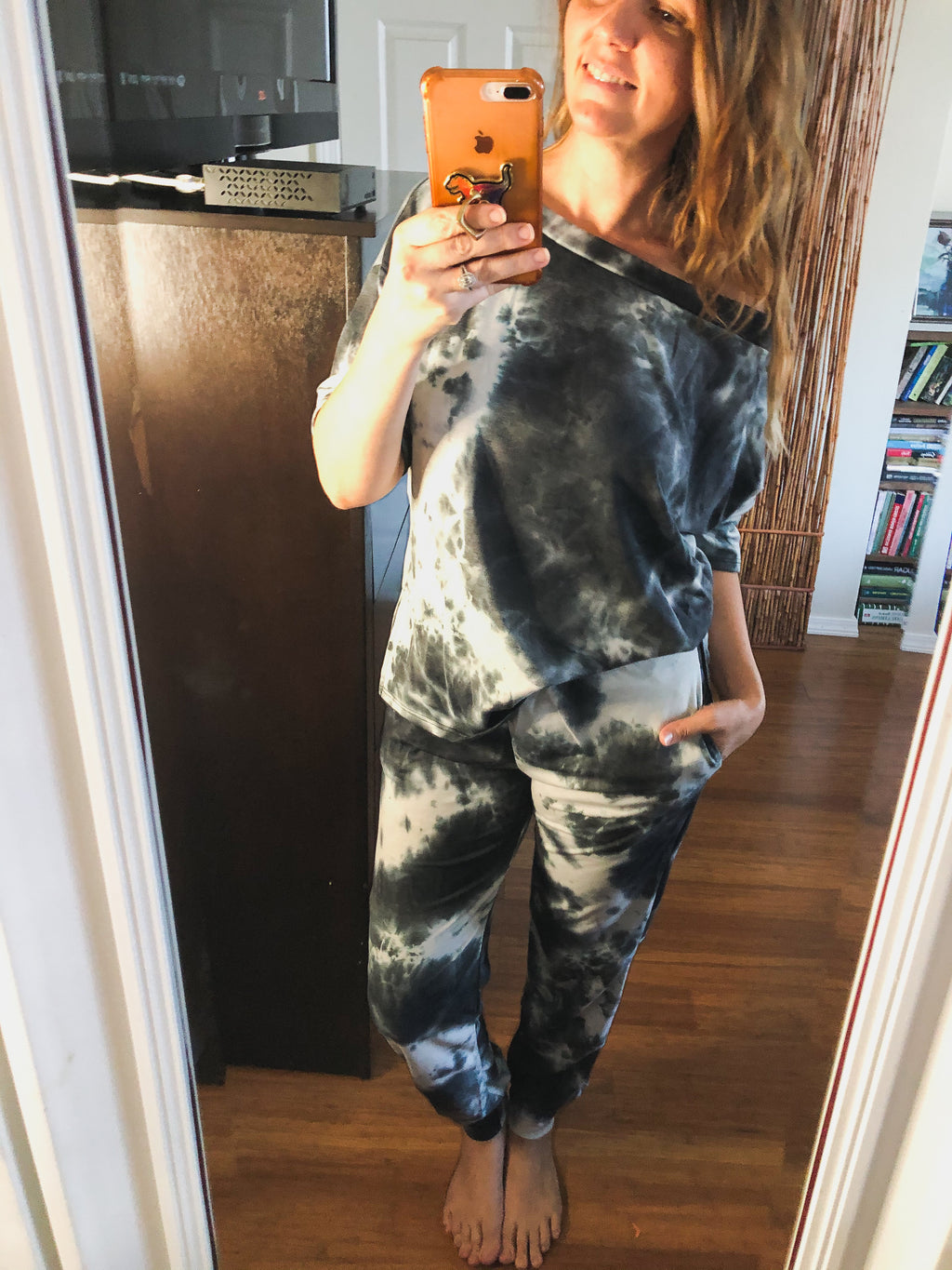 Ellis Tie Dye Jogger Set Black and White-Made in the USA-Womens Artisan USA American Made Clothing Accessories