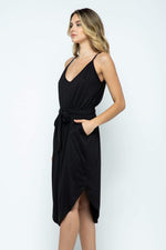 Ellis Tie Waist Strap Dress-Dresses, Made in the USA-Womens Artisan USA American Made Clothing Accessories