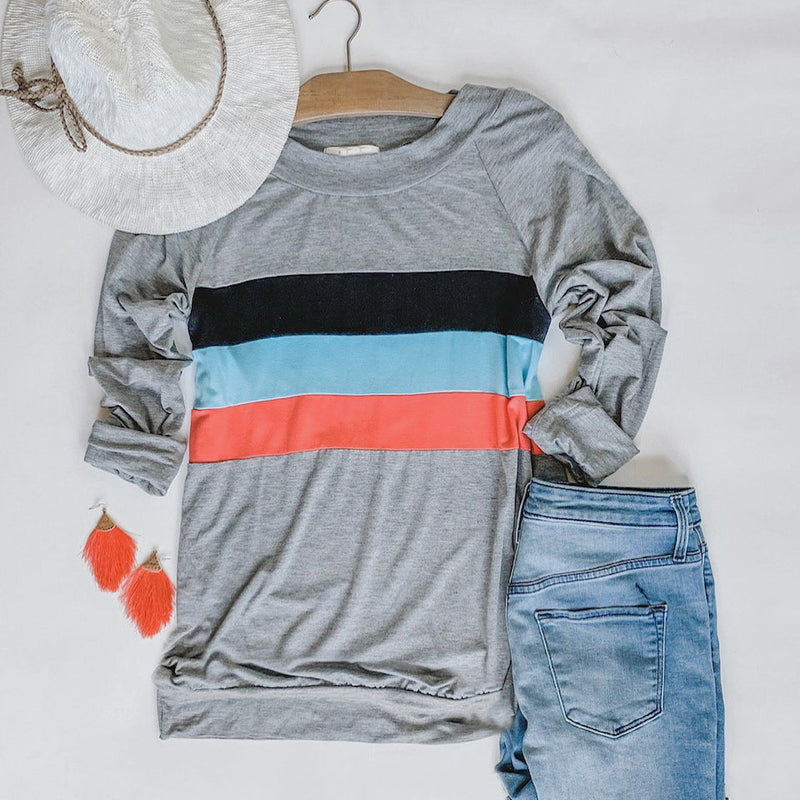 Jersey Striped Top with Thumbholes--Womens Artisan USA American Made Clothing Accessories