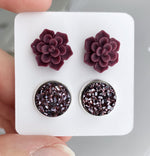 Double Set - Burgundy Succulent - wholesale-Made in the USA-Womens Artisan USA American Made Clothing Accessories