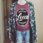 Support Local Farmers Crew Tee-Made in the USA, Sale-Womens Artisan USA American Made Clothing Accessories