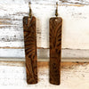 Leather Tooled Bar Earrings-accessories, earrings, jewelry, Made in the USA-Womens Artisan USA American Made Clothing Accessories