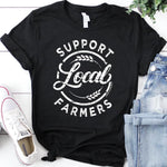Support Local Farmers Crew Tee Black-Made in the USA-Womens Artisan USA American Made Clothing Accessories