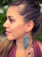 Raw Feather Leather Earrings-accessories, BFPRESALE2020, earrings, jewelry, Made in the USA-Womens Artisan USA American Made Clothing Accessories