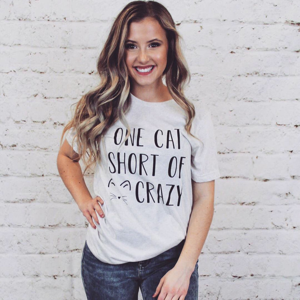 One Cat Short Crew Tee-Made in the USA-Womens Artisan USA American Made Clothing Accessories